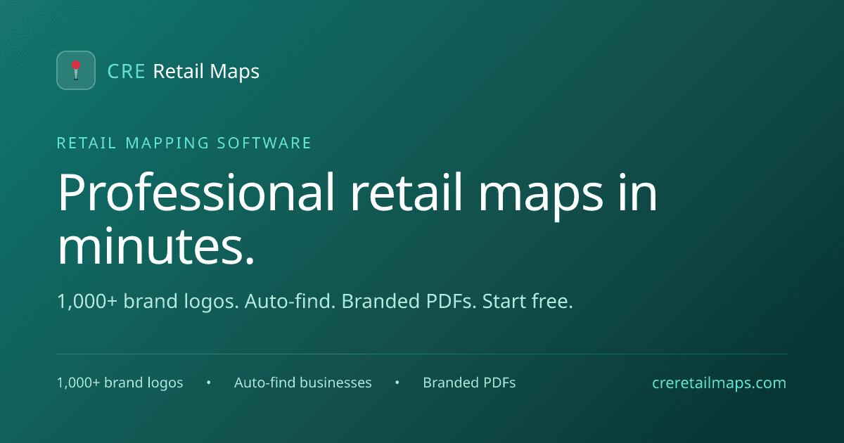 CRE Retail Maps product preview with its professional retail mapping message